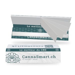 Feuilles à rouler CannaSmart King Size Slim avec filtres – carnet ouvert et fermé
